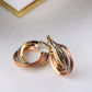 14K Yellow Gold 3 line CZ Hoops