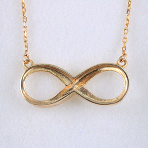 14K Yellow Gold Infinity Necklace 18in