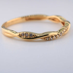 14K Yellow Gold Twist CZ Ring