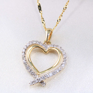 10K Yellow Gold Diamond Heart Charm