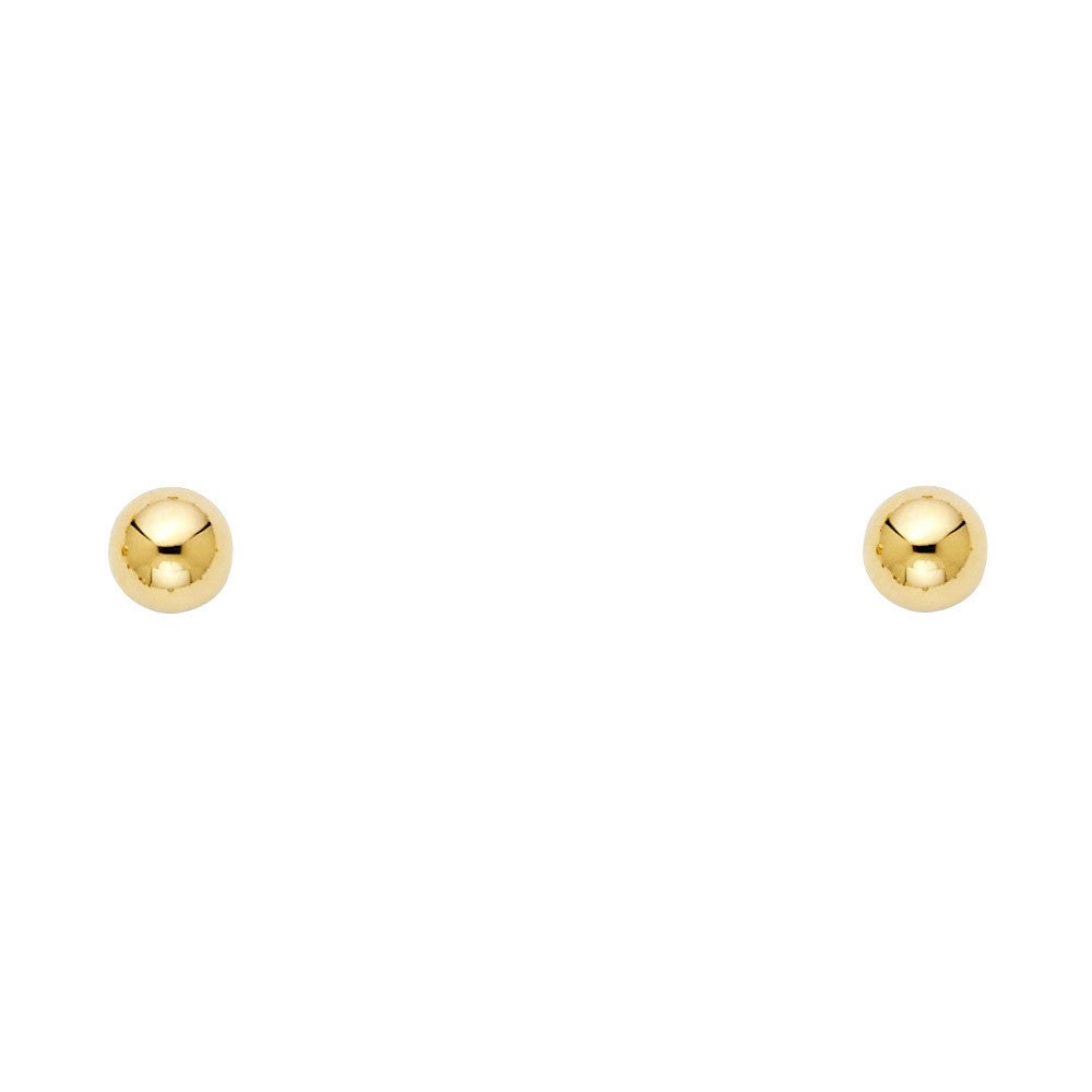 14K Yellow Gold Ball Earrings (6mm) w/Screw