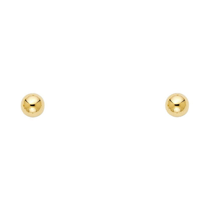 14K Yellow Gold Ball Earrings (6mm) w/Screw