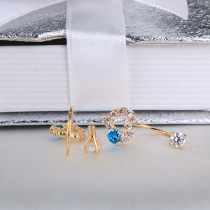 14K Yellow Gold CZ Heart Telephone Earrings