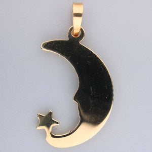 14K Yellow Gold Moon and Star Charm