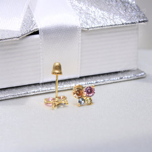 14K Yellow Gold CZ Butterfly Earrings