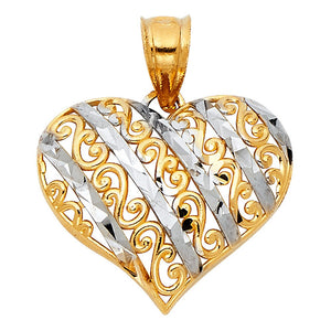 14K Two-Tone Gold Heart Charm