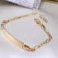14K Tricolor Gold Solid Figaro Link ID Bracelet 6.5mm 7.5in