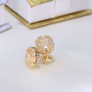 10K Yellow Gold Screw Back Diamond Earrings