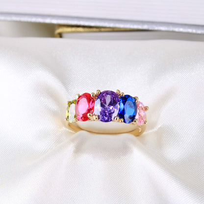 14K Yellow Gold CZ Birthstones Ring