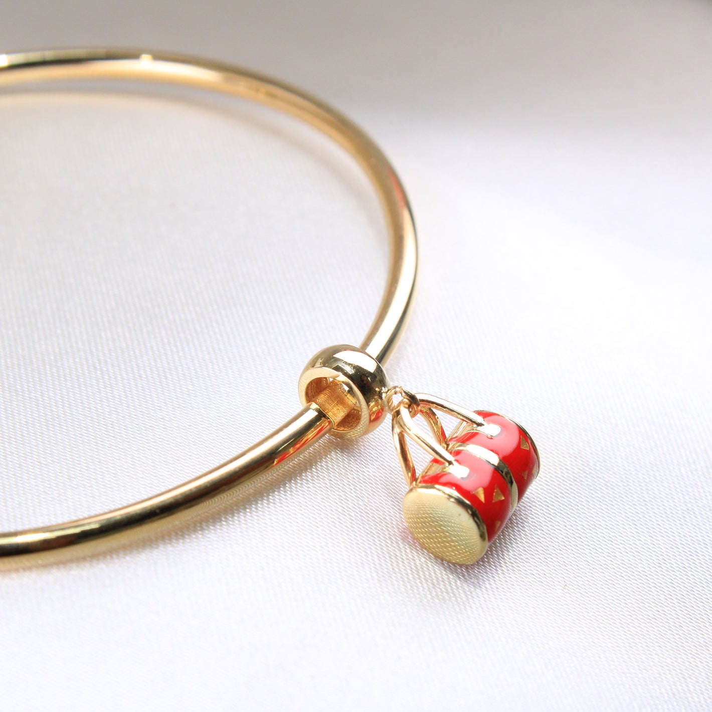 14K Yellow Gold Red Purse Dangle Charm