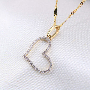 10K Yellow Gold Diamond Heart Charm