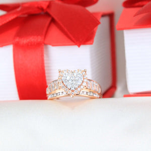10K Rose Gold Diamond Heart Ring