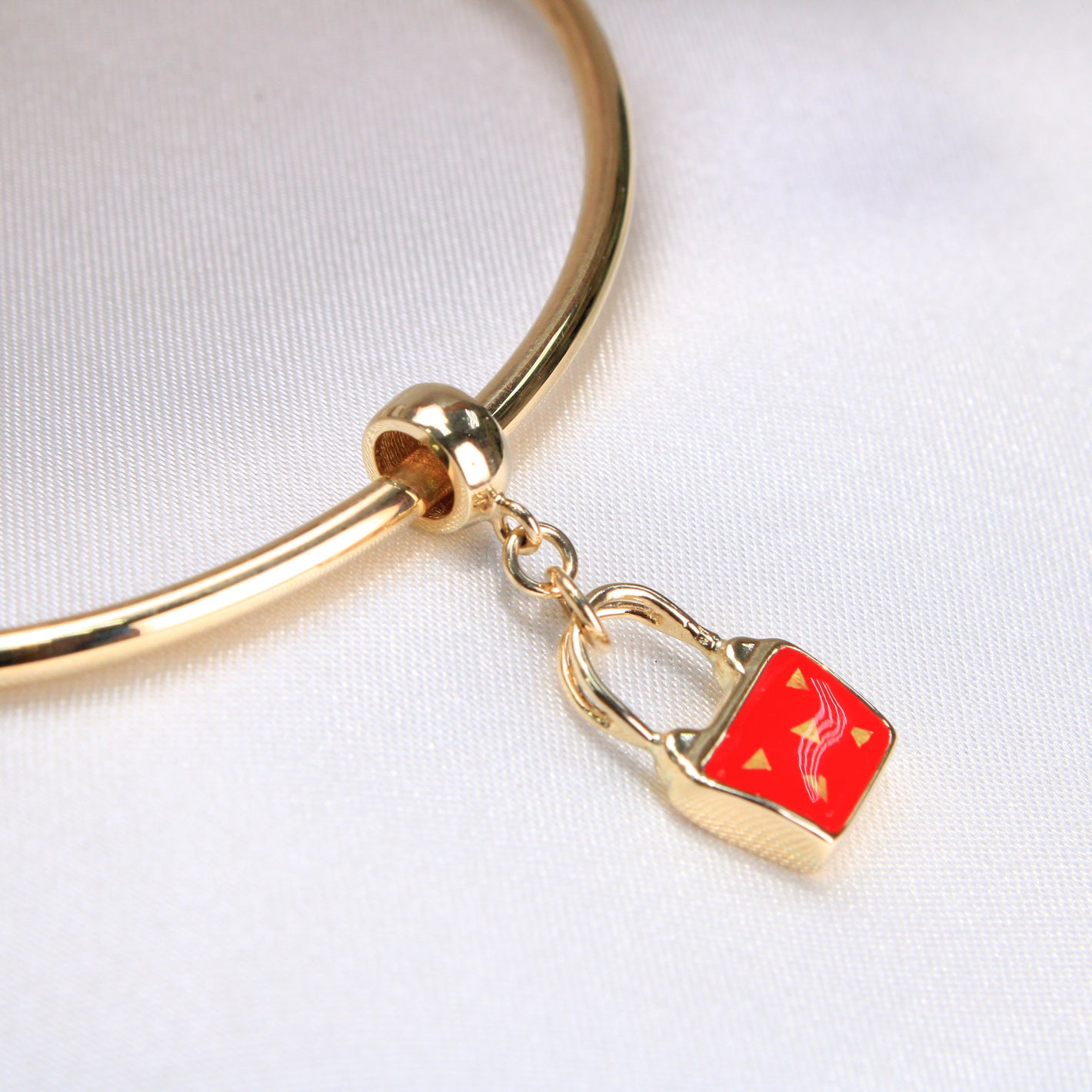 14K Yellow Gold Red Purse Dangle Charm