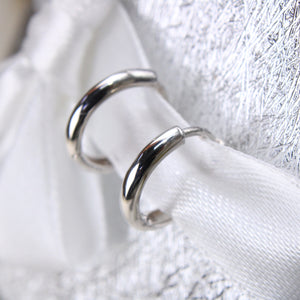 14K White Gold Hoops