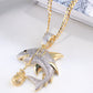 10K Yellow Gold Shark And Moneybag Diamond Charm