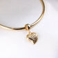 14K Yellow Diamond Cut Heart Dangle Charm
