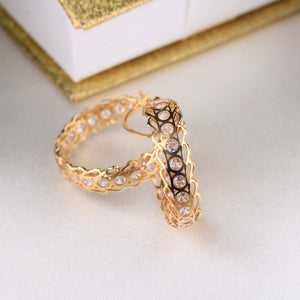 14K Yellow Gold CZ Hoops