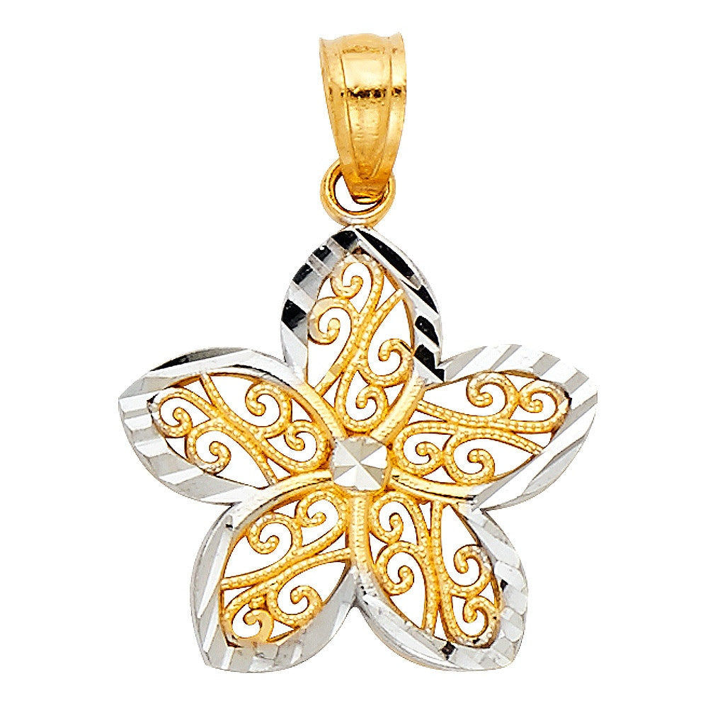 14K Two-Tone Gold Flower Charm