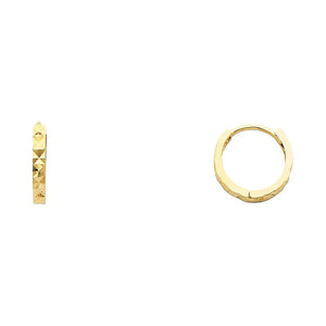 14K Yellow Gold Diamond Cut Small Hoops