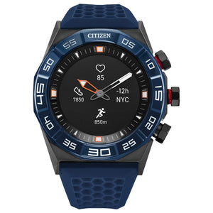 Citizen CZ Smart Hybrid Men's Watch JX1008-01E featuring a 44mm black ion-plated stainless steel case with a black dial—front view.