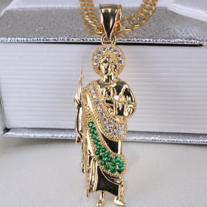 14K Yellow Gold CZ St Jude Charm