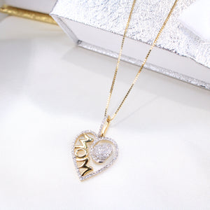 10K Yellow Gold Diamond Heart Mom Charm