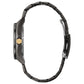 Side profile of the Citizen AW1578-51W, highlighting the dark gray ion-plated stainless steel case and gold-tone crown.