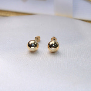 14K Yellow Gold Ball Earrings (6mm) w/Screw