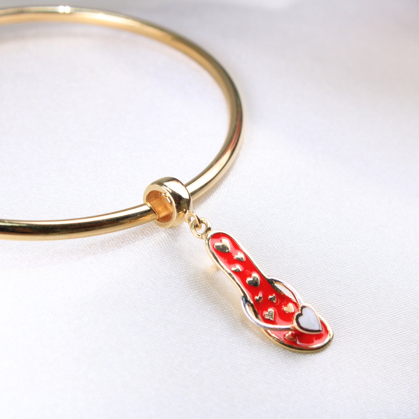 14K Yellow Gold Red Sandal Dangle Charm