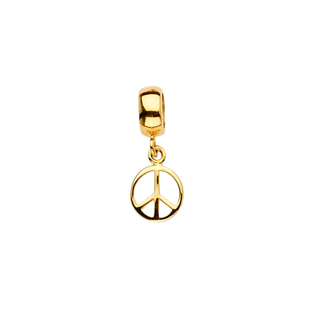 14K Yellow Gold Peace Symbol Dangle Charm