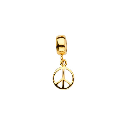 14K Yellow Gold Peace Symbol Dangle Charm