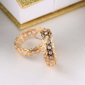 14K Yellow Gold CZ Hoops