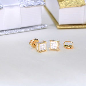 14K Yellow Gold Diamond Earrings