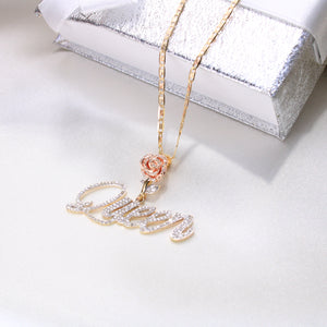 10K Yellow Gold Diamond Rose Queen Charm