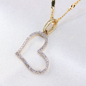 10K Yellow Gold Diamond Heart Charm