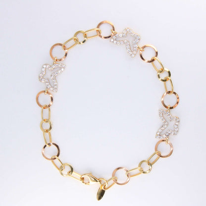 14K Yellow Gold CZ Butterfly Bracelet 11.5mm 7in