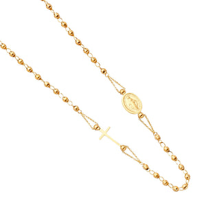 14K Yellow Gold Rosary Necklace 18in