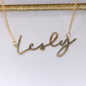 Nameplate and chain connected