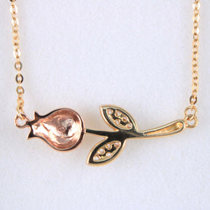 14K Yellow Gold CZ Side Flower Necklace