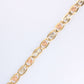 14K Tricolor Gold Heart Link Bracelet 9mm 7in