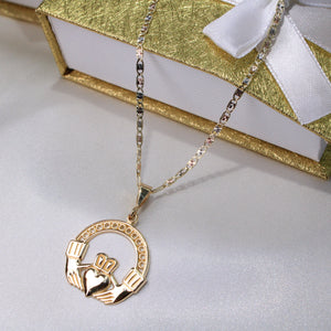 14K Yellow Gold Claddagh Charm