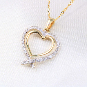 10K Yellow Gold Diamond Heart Charm