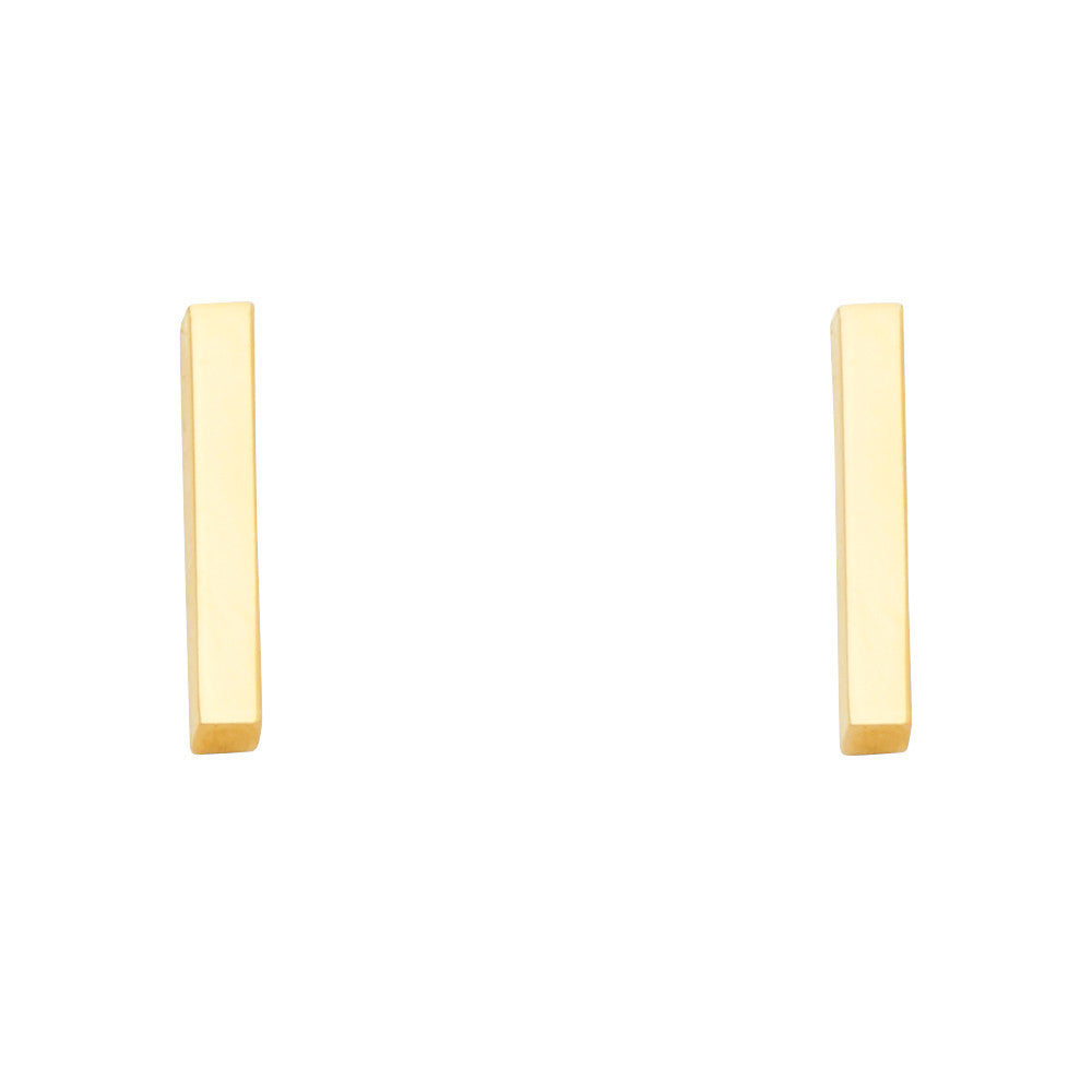 14K Yellow Gold Solid Long Stick Earrings