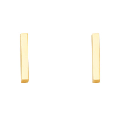 14K Yellow Gold Solid Long Stick Earrings