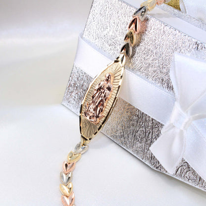 14K Virgin Of Guadalupe Bracelet 5mm 7in