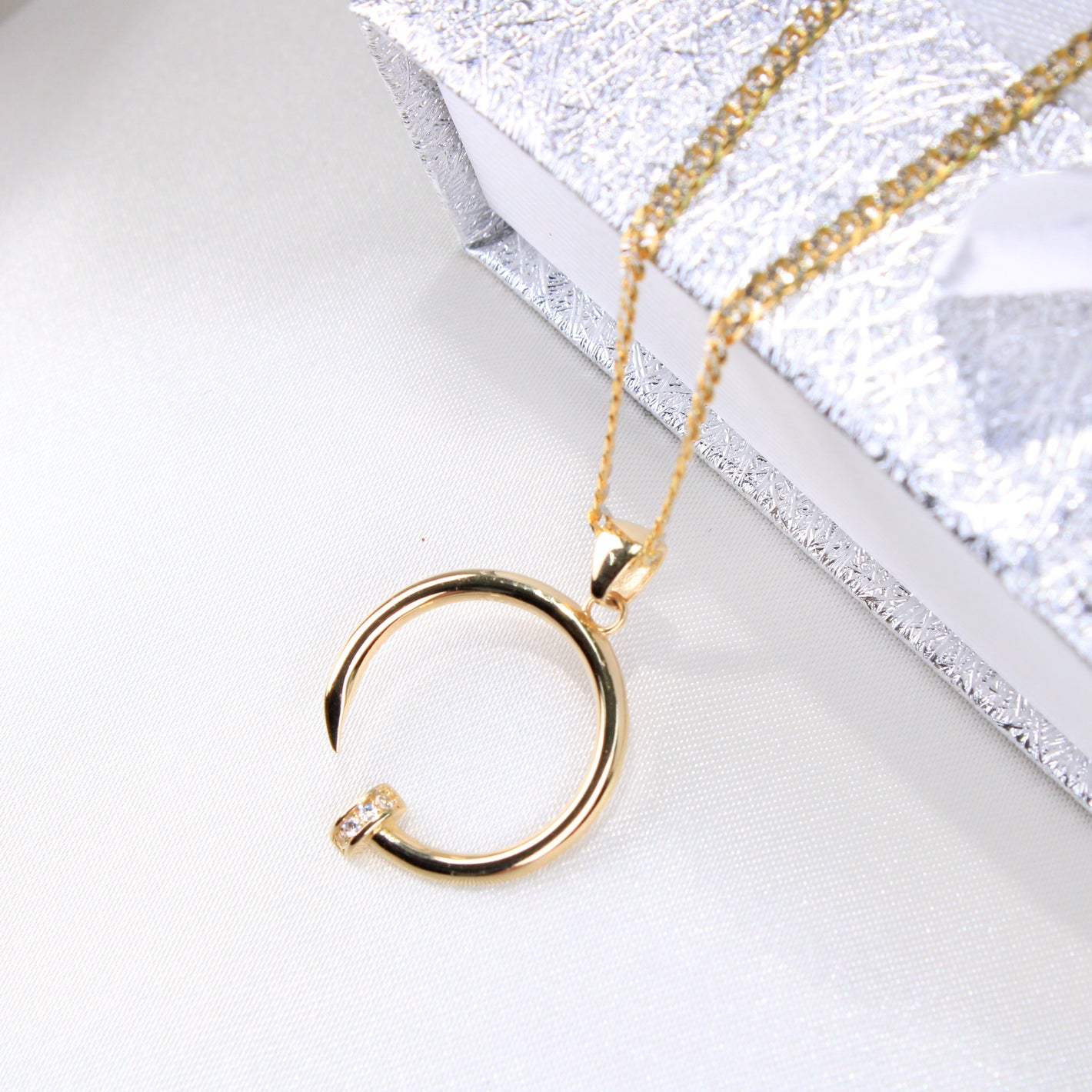 14K Yellow Gold CZ Charm