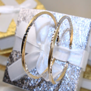 14K Two-Tone Gold Diamond Cut Hoops