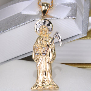 14K Two-Tone Gold Santa Muerte (Holy Death) Charm