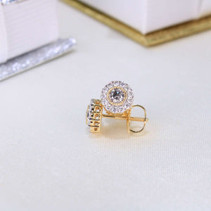 10K Yellow Gold Screw Back Diamond Earrings