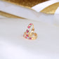 14K Yellow Gold Red And White CZ Hoops